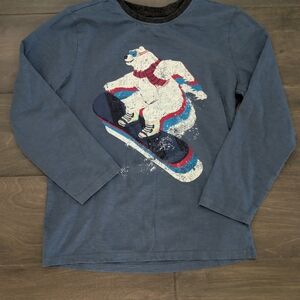 Hatley Blue Long Sleeve Polar Bear Snowboard Tee